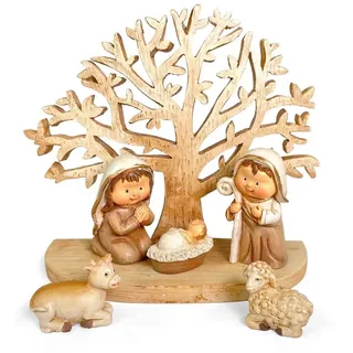 Riffelmacher & Weinberger Krippen-Zubehör Kinderkrippe mit Baum 12 x 10 cm, 78561 - Weihnac braun