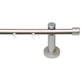 GARESA Gardinenstange Kea silber (mattchromfarben), L:240cm Ø:20mm, Aluminium, Holzwerkstoff, Kunststoff, Gardinenstangen, Vorhanggarnitur, einfache Montage, verlängerbar, Wandmontage, Kappe