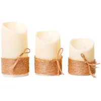 Batteriebetriebene Stumpenkerzen, Elektrische Led-kerzen Aus Echtem Wachs, Geschenkbox Mit Fernbedienung Und Timer, 10, 12,5 Und 15 Cm, 3er-set