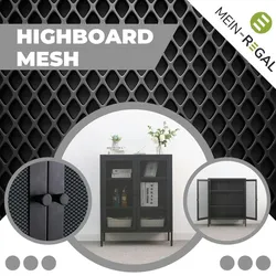 Mein-Regal Highboard Mesh Schwarz aus Metall mit Flügeltüren