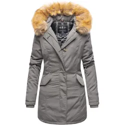 MARIKOO Damen edler Wintermantel Parka mit Kunstfellkapuze Karmaa