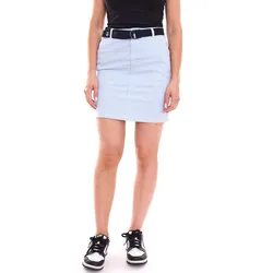 DELMAO Damen knielanger Rock im Streifen-Look Sommer-Rock mit Gürtel 98653165 Blau/Weiß - 38