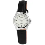 Just Damenuhr Beige Schwarz Analog Metall Echt-Leder Quarz Armbanduhr