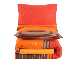Traumschlaf Milano Gestreift Orange 135 x 200 cm + 80 x 80 cm