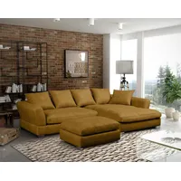 Fun Möbel Ecksofa TIZIAN inkl. Polsterhocker in Stoff Salvador