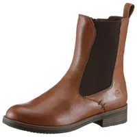 TAMARIS Chelseaboots, Blockabstz, Stiefelette, Businesschuh mit T-Logoprägung Gr. 36, cognac, , 57782750-36