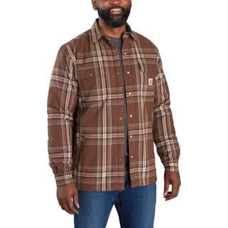 CARHARTT FLANNEL SHERPA LINED SHIRT JAC 105430 - Braun/Grau (227) - L