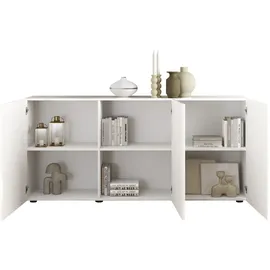 INOSIGN Sideboard »Rio Breite 181 cm, Kommode mit 3 Türen, Anrichte,« geriffelte MDF-Fronten, modern u. elegant, viel Stauraum weiß