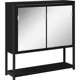 vidaXL Badezimmerspiegelschrank mit Tür Schwarze Eiche 60 x 16 x 60 cm