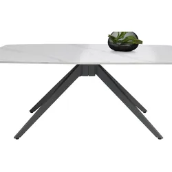 Couchtisch STOLKOM "Finn", weiß (weiß, weiß marmoriert), Tische, Keramik marmoriert, Tisch in edler Optik