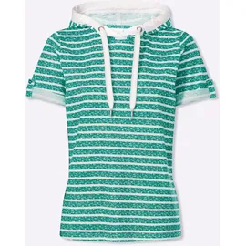 Classic Basics Kapuzenshirt Sweatshirt Bedruckt Smaragd/Ecru 50