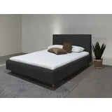 Andas Polsterbett ANDAS "Muhos", grau (anthrazit), B:154cm H:106cm L:222cm, 100% Polyester, Betten, Polsterbett, mit gepolstertem Kopfteil, inkl. Lattenrost