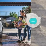 Einziehbare Schlauchtrommel 20 + 2 M Mit Halterung, 7-funktions-düse Und Automatischem Verriegelungssystem, Grau
