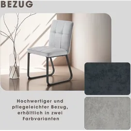 byLIVING Esszimmerstuhl Talea 2er Set, Bezug hellgrau, schwarz