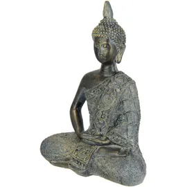 I.GE.A. Buddha Figur sitzend Statue Figuren Skulptur braun (braun, grau), B:15cm H:20cm, Polyresin, Dekofiguren, Garten-Figur