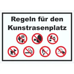 HB-Druck Schild Regeln Kunstrasenplatz A3 Rückseite selbstklebend