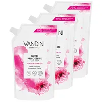 VANDINI 3x Nutri Seife Nachfüllbeutel mit Pfingstrosenblüte Duft 500ml