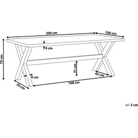 Beliani Olbia Gartentisch 200 x 100 x 75 cm Grau/Braun