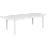 Beliani Gartentisch Weiß Aluminium Rechteckig 180x90 cm Ausziehbar 240x90 cm für 8 Personen Latten-Optik Modern Outdoor Terrasse Ausziehtisch