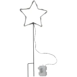 Star-Trading LED-Lichterstern Solarleuchte Kunststoff, Metall, Stahl 22x58 cm 8 Funktionen weiß