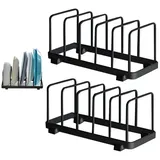 REDOM Geschirrständer Tellerständer Küchen Organizer mit 6 Sprossen, Zubehör für Teller, Geschirrkorb für Teller Schneidebretter Deckel Pfannen Backformen schwarz