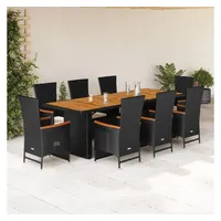 vidaXL Garten-Essgruppe 9-tlg. Schwarz