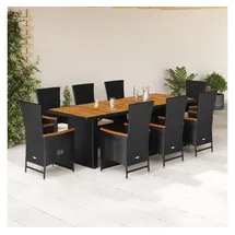 vidaXL Garten-Essgruppe 9-tlg. Schwarz
