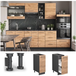 Vicco Apothekerunterschrank Küchenschrank Küchenmöbel Fame-Line Anthrazit Eiche modern 30 cm Küche Einbauküche Einschübe Aufbewahrung Küchenzeile