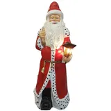 Casa Padrino Luxus Deko Skulptur Weihnachtsmann mit Laterne Rot / Mehrfarbig H. 190 cm - Lebengroße Weihnachts Deko Figur - XXL Deko Skulptur - XXL Deko Figur - XXL Weihnachts Skulptur