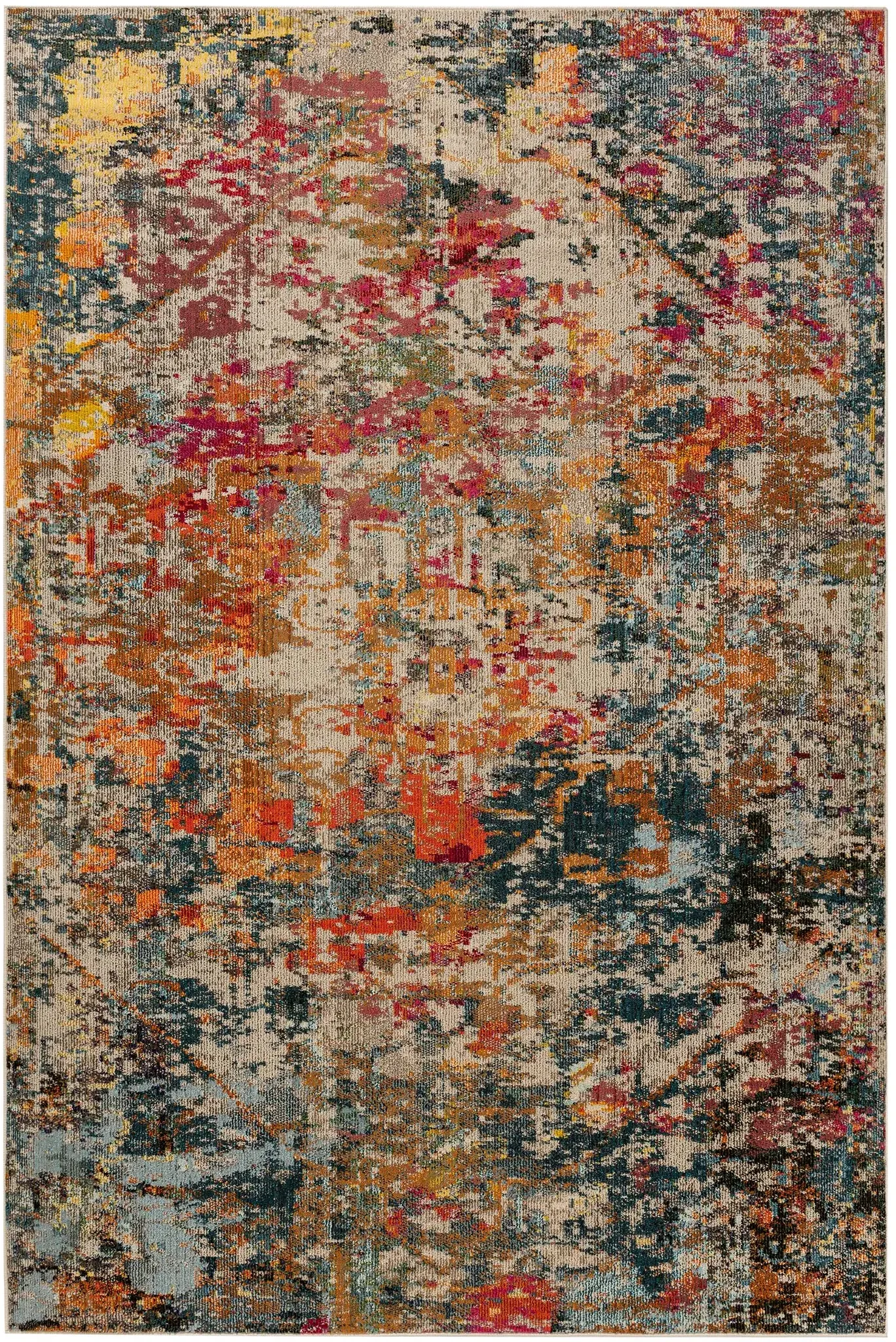 benuta Nest Kurzflor Teppich Casa Multicolor 160x230 cm - Bunter Teppich für Wohnzimmer