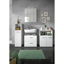 xonox.home Waschbeckenunterschrank 2 Schubladen 60 x 54 x 30 cm Weiß Hochglanz