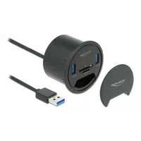 DeLOCK Tisch-Hub, 2x USB-A 3.0, Cardreader, USB-A 3.0 [Stecker] (64152)