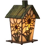 Bieye L30781 Vogelhaus-Tischlampe im Tiffany-Stil, Buntglas, 17,8 cm hoch (Sonnenblume)