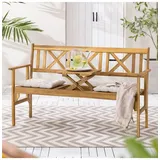home24 Gartenbank Joody mit ausklappbarem Tisch in Braun | Gr.: onesize
