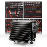 Mephisto Werkzeugwagen PRO Line Big Black' mit 9 Schubfächer inkl. Werkzeug