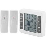 SOULONG Thermometer für Kühlschrank, Gefrierschrank, kabellos, mit LED-Display, digitales Thermometer, für Kühlschrank, Innen und Außen, Alarm, hörbar, mit 2 Sensoren