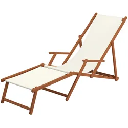 Erst-Holz Sonnenliege weiß Liegestuhl Fußteil Tisch Gartenliege Deckchair Strandstuhl Gartenmöbel 10-303FT
