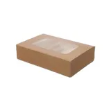 Blanc HYGIENIC Kartonverpackungen Snackboxen mit Sichtfenster, 225 Stück, 22 x 14 x 5 cm, natur, To Go, Größe 4