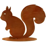 Rostikal Eichhörnchen 20,5 cm Edelrost Figur auf Bodenplatte – Herbstdeko Outdoor Gartendeko Rost Metall Dekofigur für draußen Garten Terrasse Balkon Rostdeko