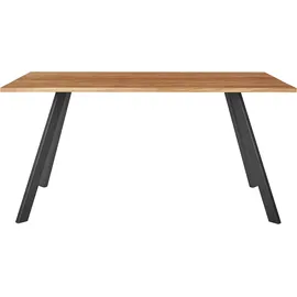 Andas Esstisch, Tischplatte aus massiver Eiche, FSC®- Massivholz, Gestell aus Metall