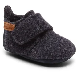 Hausschuh BISGAARD "Bisgaard Baby Wool", Kinder, Gr. 25, blau (nachtblau), Wolle, klassisch, Schuhe, Wagenschuh, Babyschuh, Schlupfschuh mit Klettverschluss