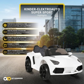 Actionbikes Motors Kinder-Elektroauto Super Sport, 50 Watt, 12 Volt, Fernbedienung, LEDs, Soundmodul, Bremsautomatik (Gelb)