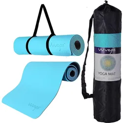 Yogamatte Komfort für sanftes Yoga 183 CM Blau und hellgrau hellblau|hellgrau 183 CM