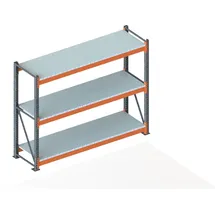 Meta Großfachregal Grundregal 2200 x 2700 x 800 mm verzinkt / rotorange multipal S + Stahlpaneelen
