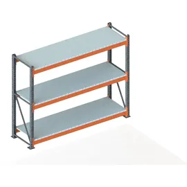 Meta Großfachregal Grundregal 2200 x 2700 x 800 mm verzinkt / rotorange multipal S + Stahlpaneelen