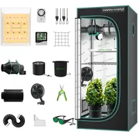 Mars Hydro Growzelt Komplettset,TS600 Vollspektrum Grow Lampe,60X60X140cm 1680D Hoch Reflektierend Mylar Grow Box Komplettset,mit 4" 205 CFM Ruhiges und Effizientes Belüftungssatz,10-Gang-Lüfter