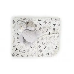 Cangaroo Babydecke 90 x 75 cm mit Plüschtier kuschelige Babydecke Krabbeldecke grau