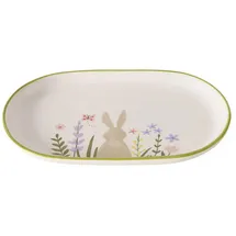 Boltze Servierplatte Keramik, Gabby, Länglich, Hase, 24,5 X 16 cm,