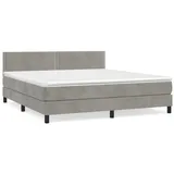 vidaXL Boxspringbett mit Matratze Hellgrau 160x200 cm Samt