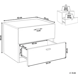 Beliani Nachttisch Edison 39 x 52 x 43 cm Weiß/Braun